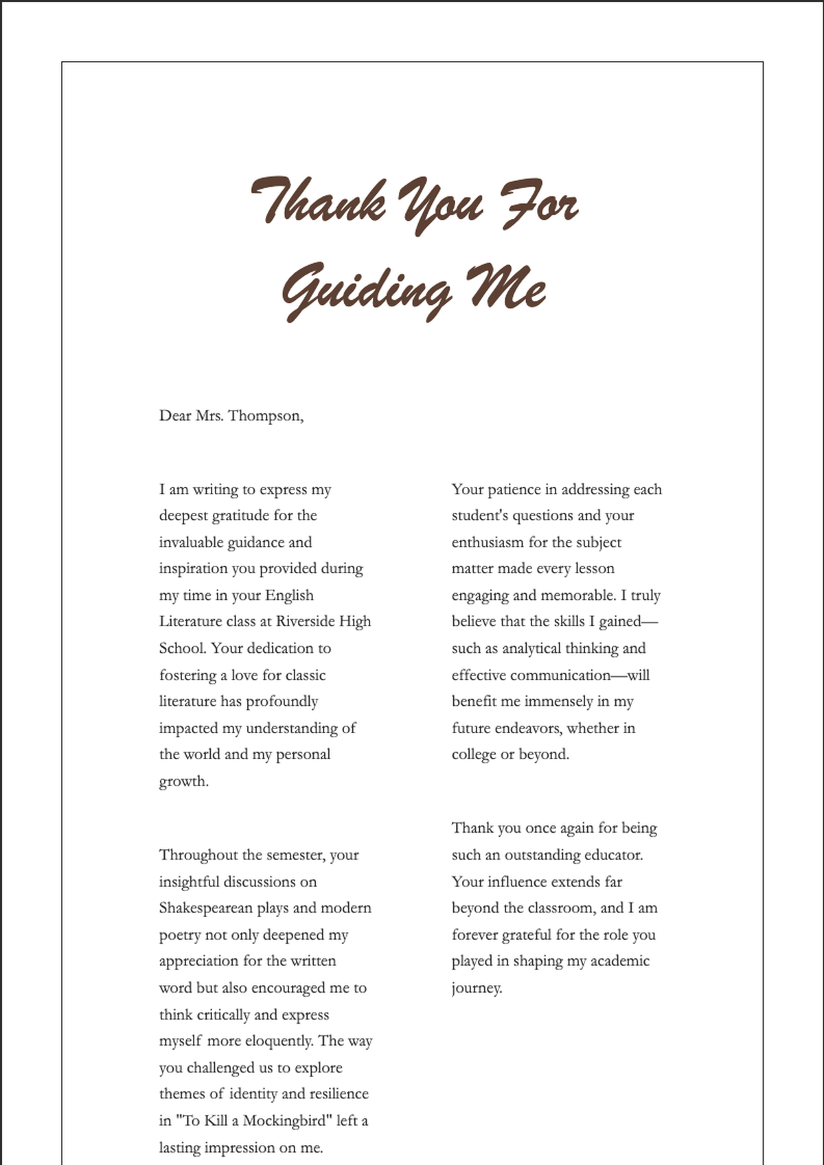 Thank you letter to professor with autumn floral border_variant_1